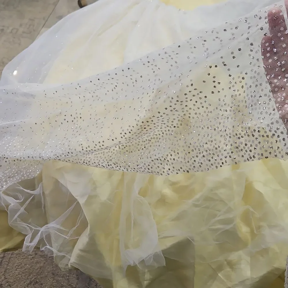 Marmellata Yellow and White Sparkly Girls Dress Size 7